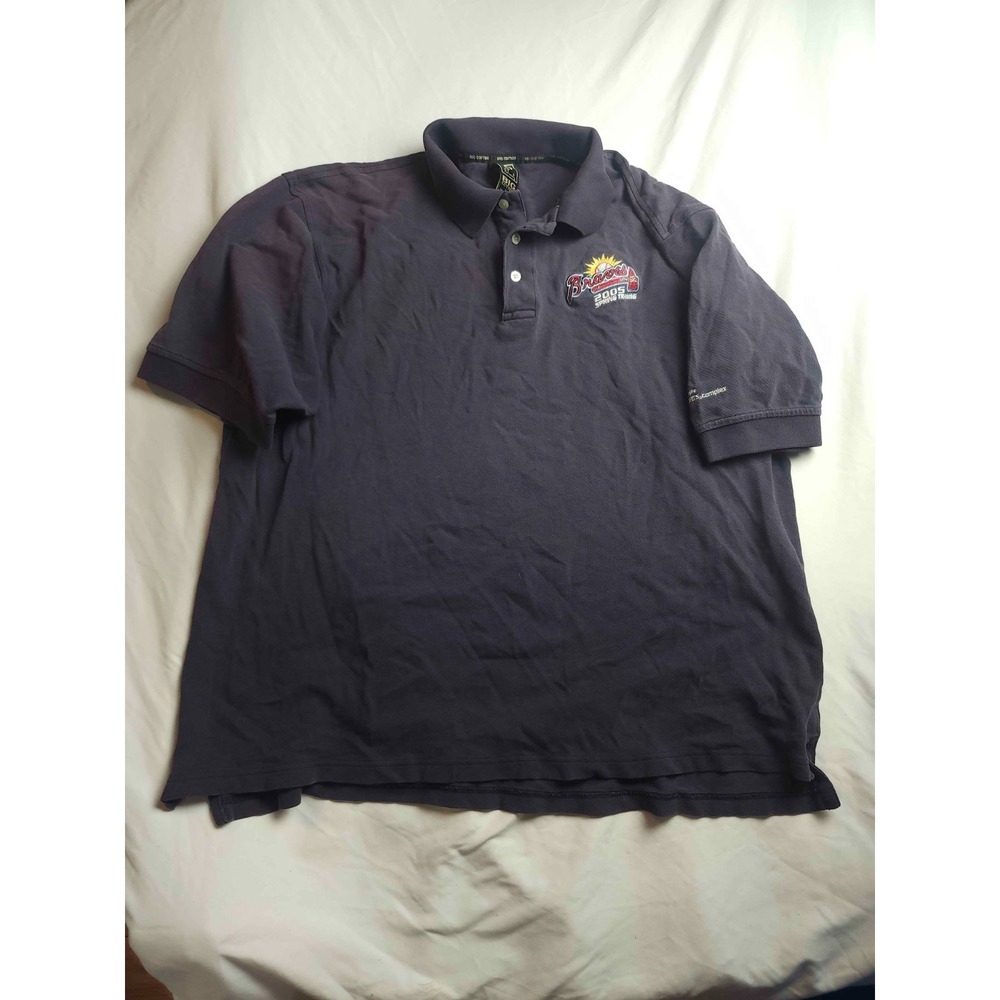 Atlanta Braves Polo Shirt‎ Mens Size 2XL Black Spring Training 2005 Vintage MLB